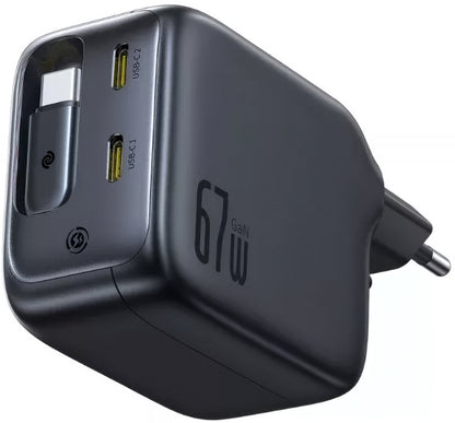 Netværksoplader med USB-C kabel Baseus EnerCore CJ11, 67W, 3.35A, 2 x USB-C, Sort E0121E00