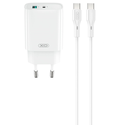 Netværksoplader med USB-C kabel XO Design CE30, 30W, 3A, 1 x USB-A - 1 x USB-C, Hvid