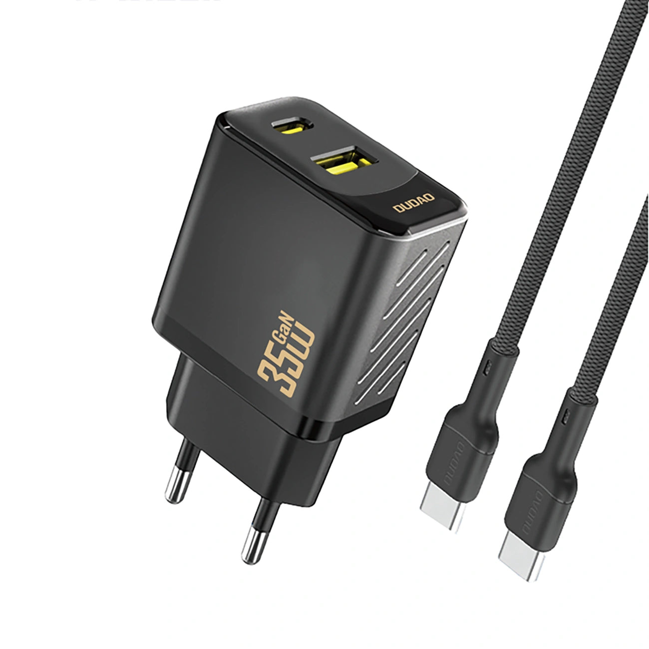 Netværksoplader med USB-C kabel Dudao A27 Max, 35W, 1 x USB-A - 1 x USB-C, Sort