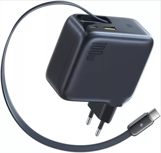 Netværksoplader med USB-C kabel Baseus EnerCore CJ11, 100W, 1 x USB-A - 2 x USB-C, Sort E0120M00