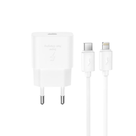 Netoplader med Lightning-kabel XO Design L167, 25W, 3A, 1 x USB-C, Hvid