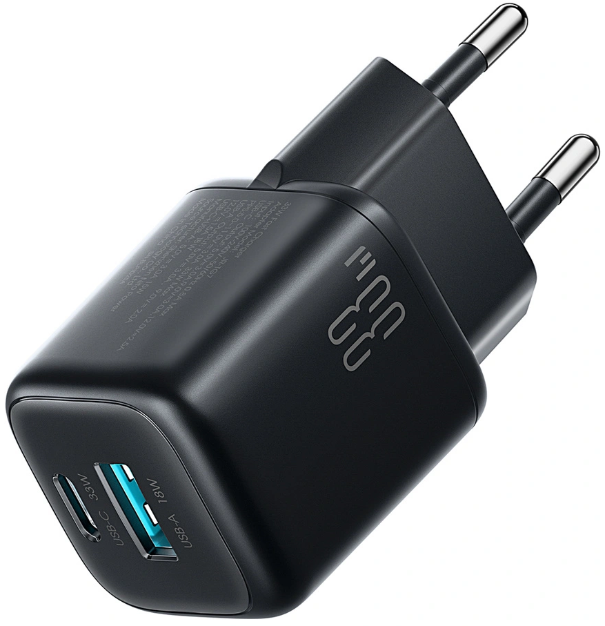 Netoplader med USB-C-kabel Joyroom JR-TG7, 33W, 3A, 1 x USB-A - 1 x USB-C, Sort