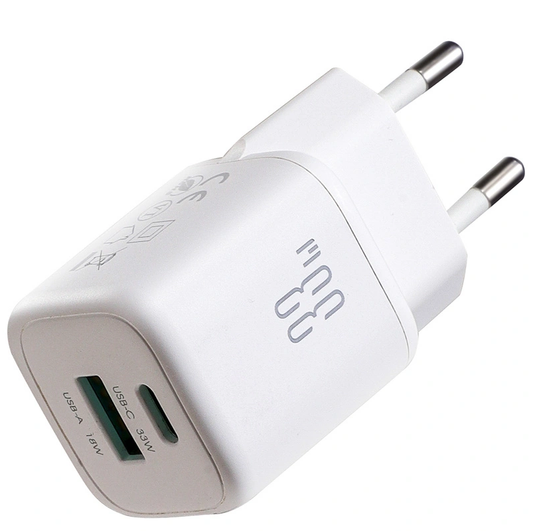 Netoplader med USB-C-kabel Joyroom JR-TG7, 33W, 3A, 1 x USB-A - 1 x USB-C, Hvid