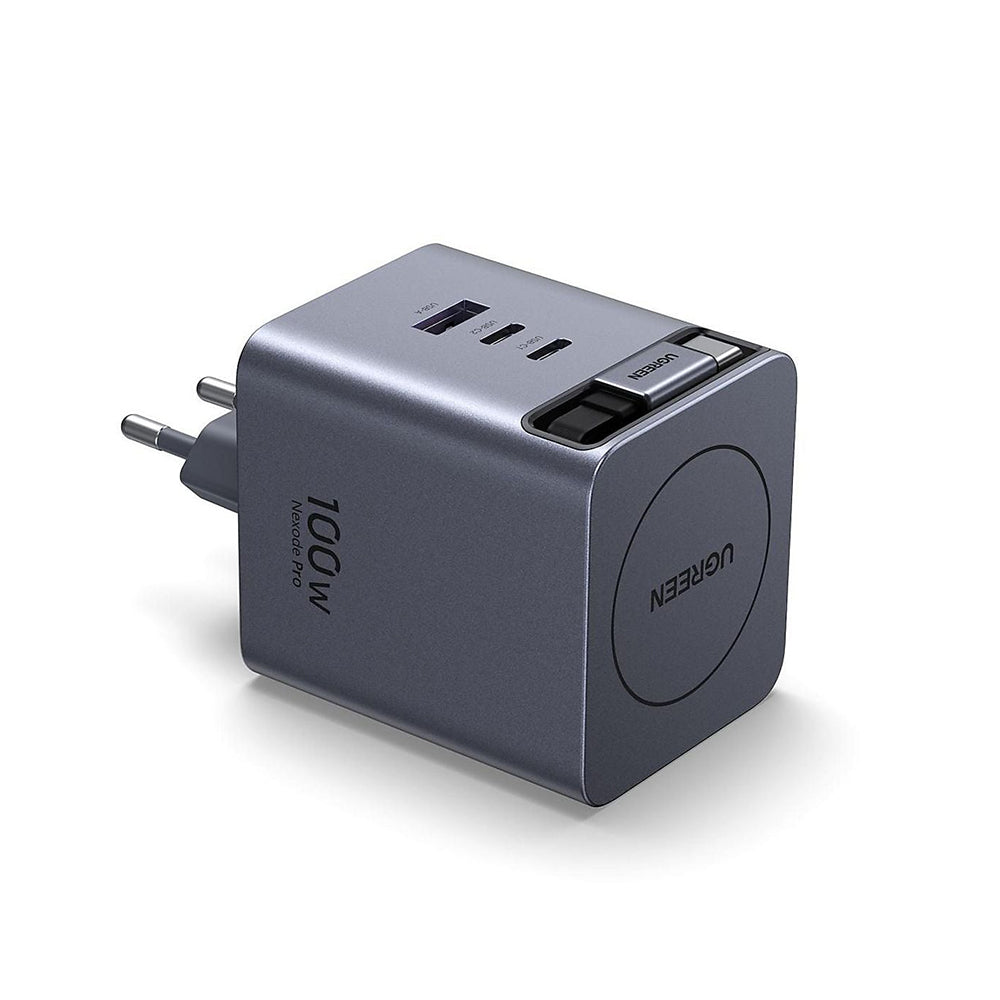 Netoplader med USB-C-kabel UGREEN X616 (65828), 100W, 5A, 1 x USB-A - 3 x USB-C, Grå