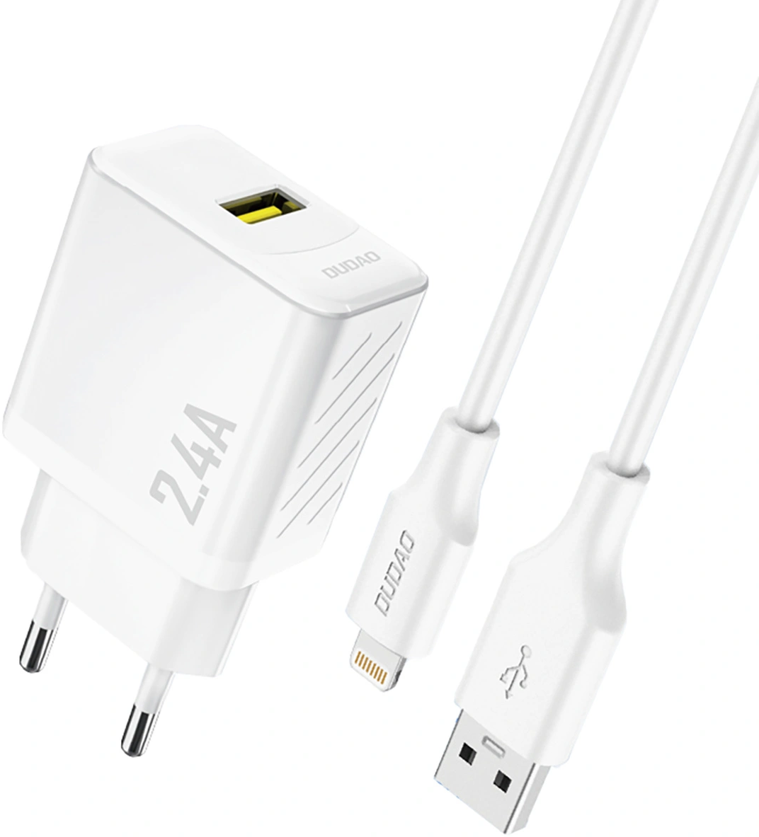 Dudao A23LEU Lightning Cable Wall Charger, 30W, 2.4A, 1 x USB-A, White