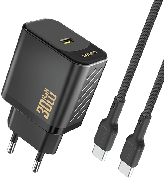 Netoplader med USB-C-kabel Dudao A27PCEU, 30W, 3A, 1 x USB-C, Sort
