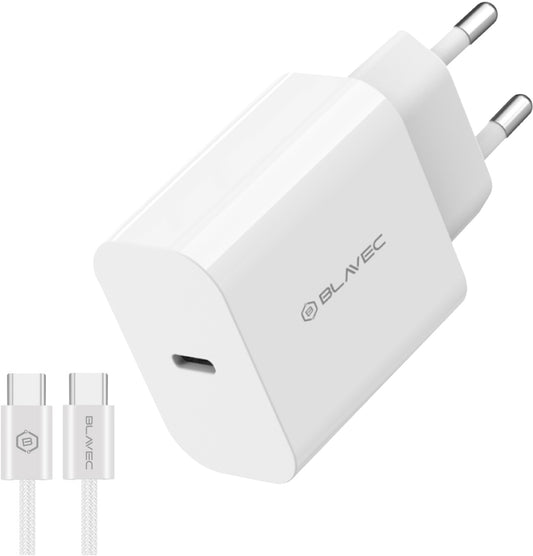Blavec BC-14 USB-C-netoplader med kabel, 30 W, 3 A, 1 x USB-C, hvid