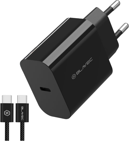 Blavec BC-14 USB-C-netoplader med kabel, 30 W, 3 A, 1 x USB-C, sort