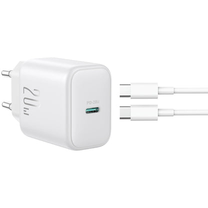 Netværksoplader med USB-C Kabel Joyroom JR-TCF20, 20W, 3A, 1 x USB-C, Hvid