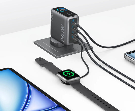 Netværksoplader med USB-C kabel Anker Zolo, 140W, 5A, 1 x USB-A - 3 x USB-C, Sort B2697GZ1