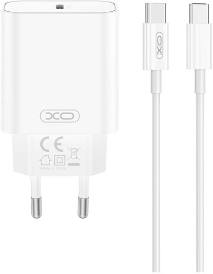 Netværksoplader med USB-C kabel XO Design CE32, 20W, 3A, 1 x USB-C, Hvid