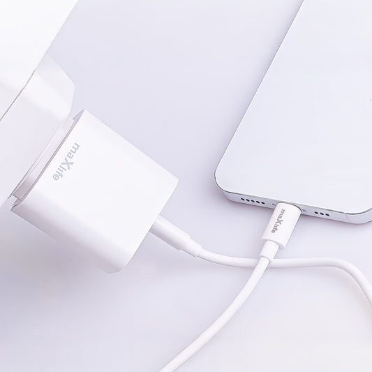 Netværksoplader med USB-C kabel MaXlife MXTC-06-20AC, 20W, 3A, 1 x USB-A - 1 x USB-C, Hvid