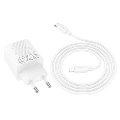 Netværksoplader med Lightning-kabel HOCO N55, 20W, 3A, 2 x USB-A - 2 x USB-C, Hvid