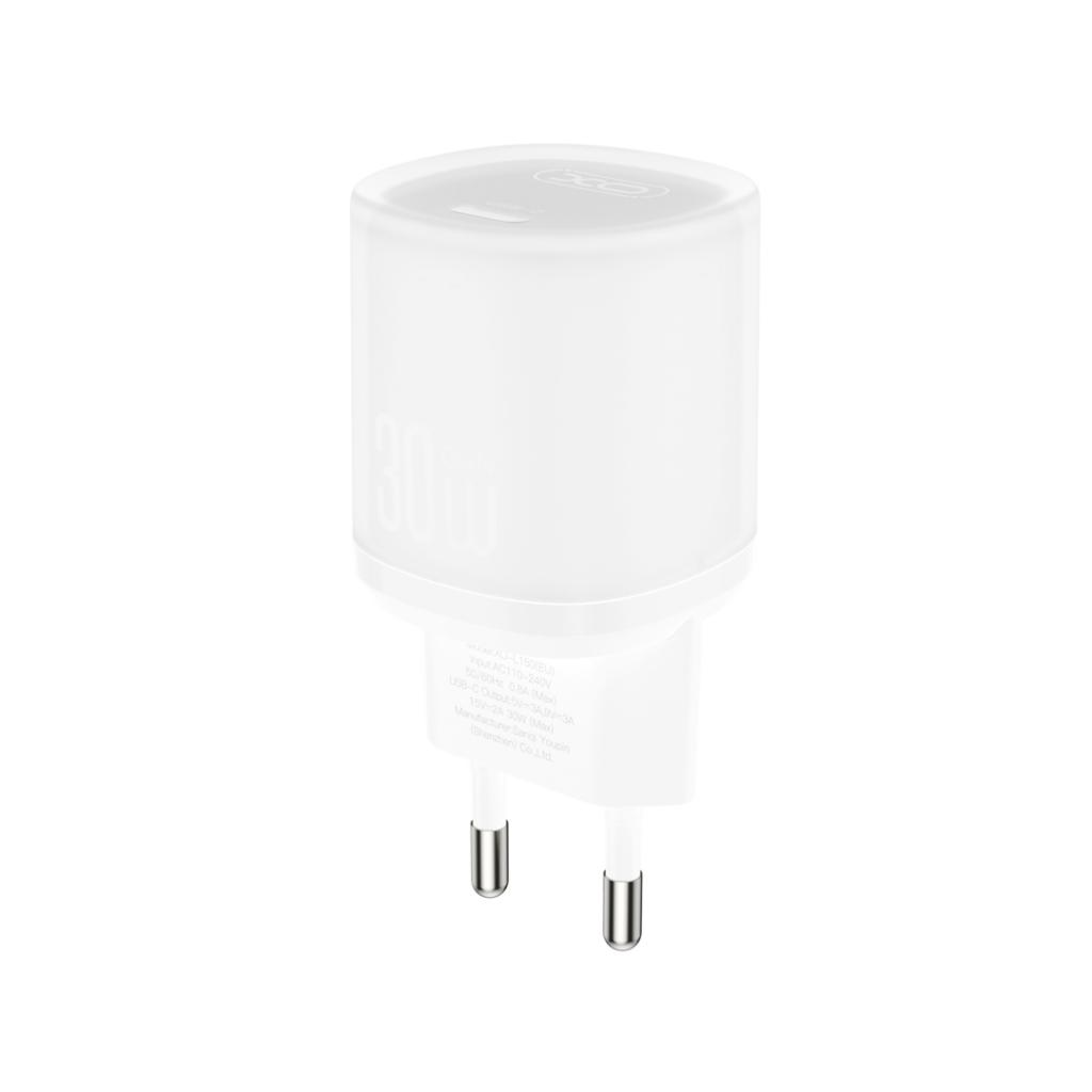 Netværksoplader med USB-C kabel XO Design L150, 30W, 3A, 1 x USB-C, Hvid