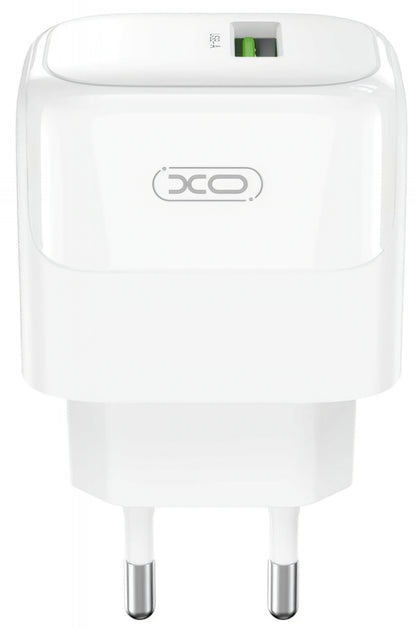Netværksoplader med microUSB-kabel XO Design L135, 18W, 3A, 1 x USB-A, Hvid