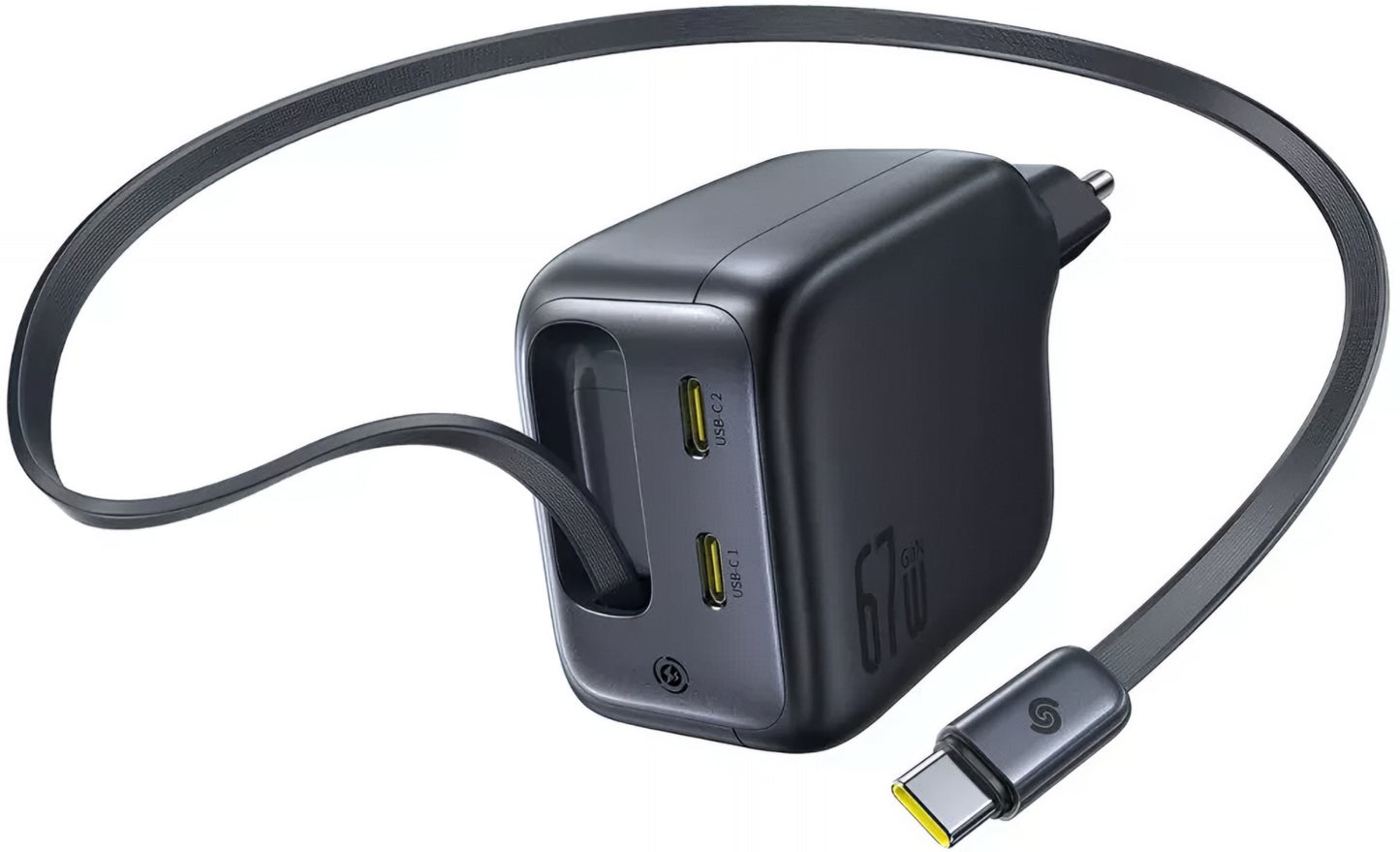 Netværksoplader med USB-C kabel Baseus EnerCore CJ11, 67W, 3.35A, 2 x USB-C, Sort E0121E00
