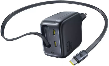 Netværksoplader med USB-C kabel Baseus EnerCore CJ11, 67W, 3.35A, 2 x USB-C, Sort E0121E00