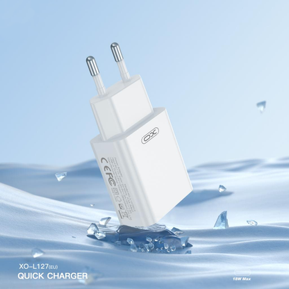 Netoplader med USB-C-kabel XO Design L127, 18W, 3A, 1 x USB-A, Hvid