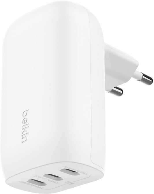 Belkin BoostCharge USB-C Netoplader med kabel, 67W, 3A, 3 x USB-C, Hvid WCC002vf2MWH-B6