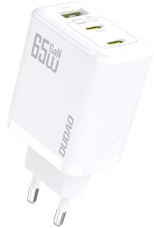 Netoplader med USB-C-kabel Dudao A29C, 65W, 3,25A, 1 x USB-A - 2 x USB-C, Hvid
