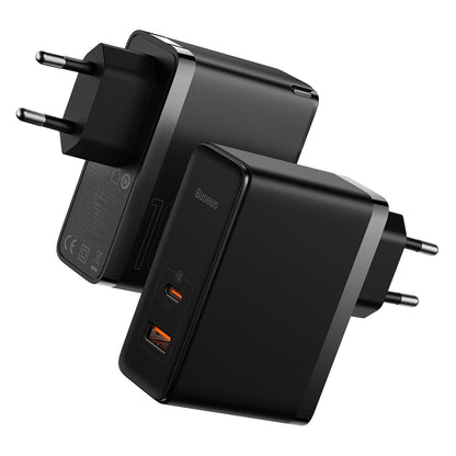 Netværksoplader med USB-C kabel Baseus GaN5 Pro, 100W, 3A, 1 x USB-A - 1 x USB-C, Sort CCGP090201