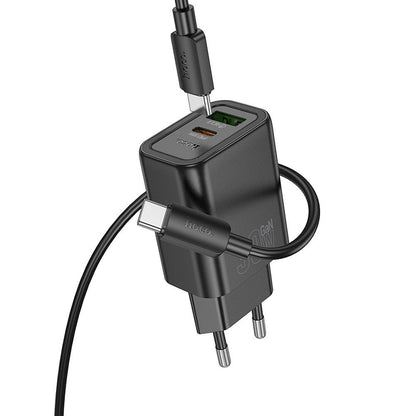 Netværksoplader med USB-C Kabel HOCO N63, 30W, 3A, 1 x USB-A - 1 x USB-C, Sort
