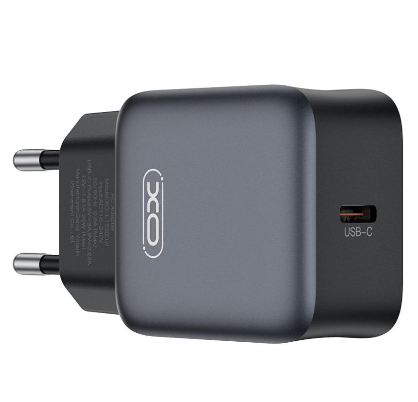 Netværksoplader med USB-C kabel XO Design L155, 30W, 3A, 1 x USB-C, Sort