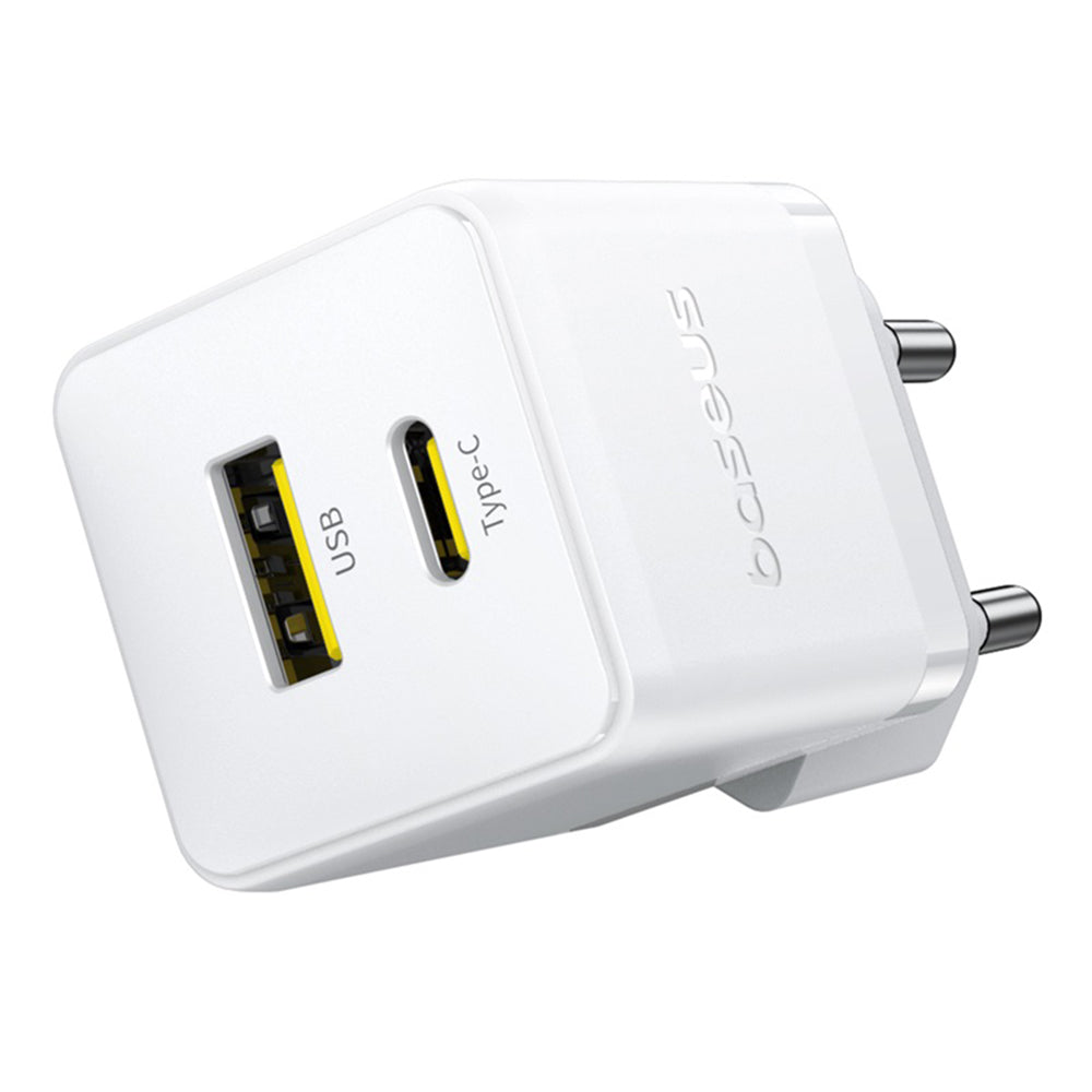Netværksoplader med USB-C Kabel Baseus Palm, 20W, 3A, 1 x USB-A - 1 x USB-C, Hvid P10111608213-01
