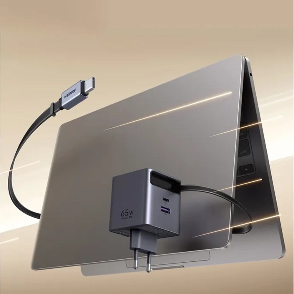 Netværksoplader med USB-C kabel UGREEN X615, 65W, 3A, 1 x USB-A - 1 x USB-C, Grå