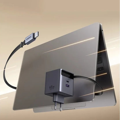Netværksoplader med USB-C kabel UGREEN X615, 65W, 3A, 1 x USB-A - 1 x USB-C, Grå