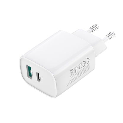 Netværksoplader med USB-C kabel XO Design CE29, 20W, 3A, 1 x USB-A - 1 x USB-C, Hvid
