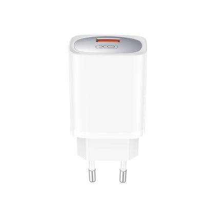 Netværksoplader med USB-C kabel XO Design CE19, 18W, 3A, 1 x USB-A, Hvid