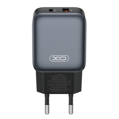 Netværksoplader med Lightning-kabel XO Design L154, 20W, 3A, 1 x USB-A - 1 x USB-C, Sort