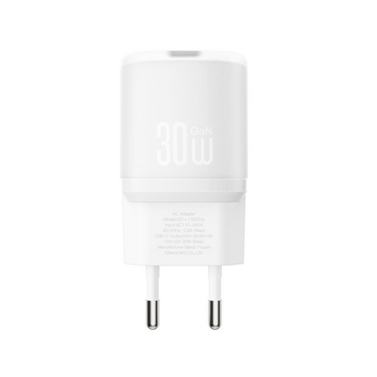 Netværksoplader med USB-C kabel XO Design L150, 30W, 3A, 1 x USB-C, Hvid