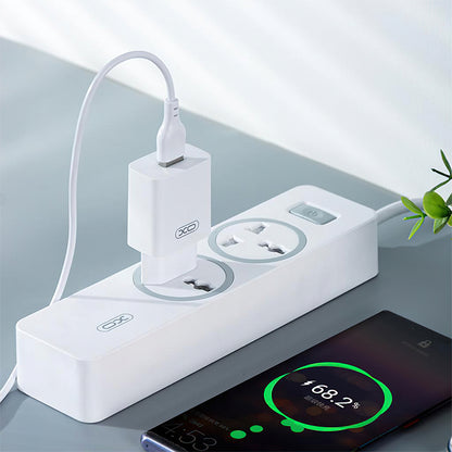 Netværksoplader med Lightning-kabel XO Design L99, 12W, 2.4A, 1 x USB-A, Hvid