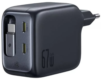Netværksoplader med USB-C kabel Baseus EnerCore CJ11, 67W, 3.35A, 2 x USB-C, Sort E0121E00