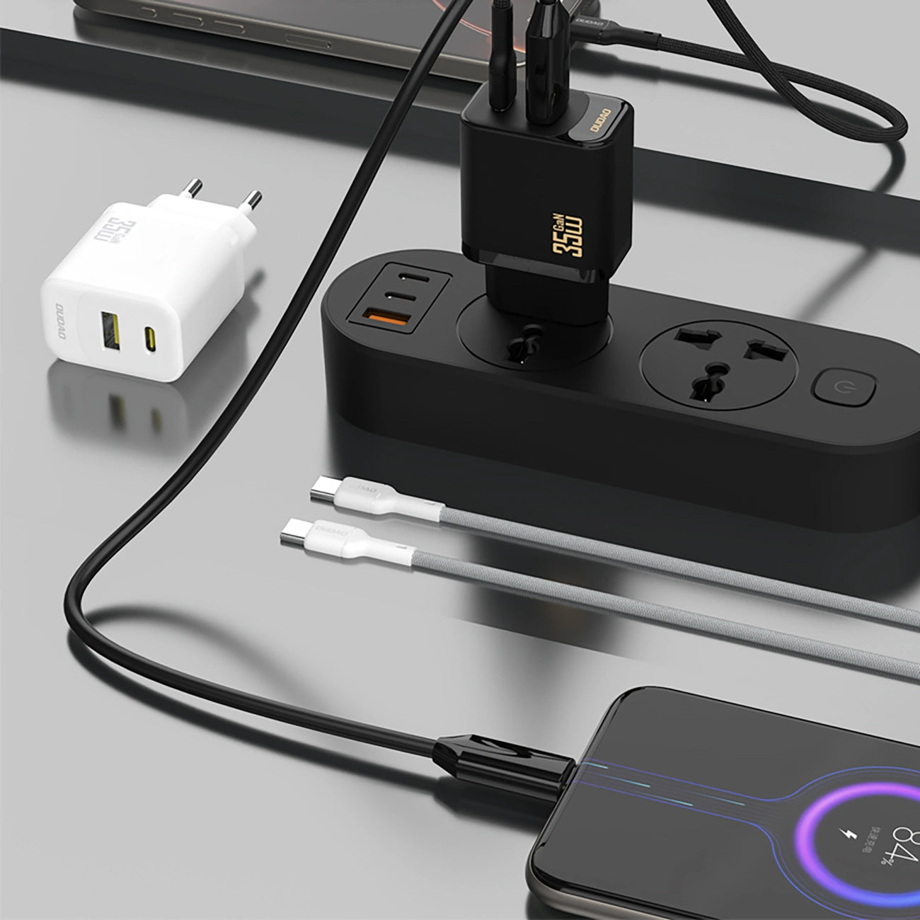 Netværksoplader med USB-C kabel Dudao A27 Max, 35W, 1 x USB-A - 1 x USB-C, Sort