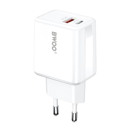Netværksoplader med USB-C kabel BWOO CDA182, 38W, 3A, 1 x USB-A - 1 x USB-C, Hvid