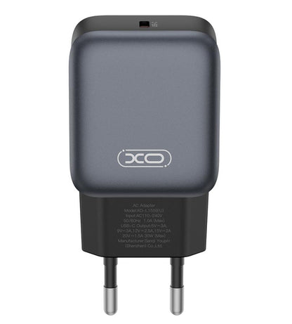 Netværksoplader med USB-C kabel XO Design L155, 30W, 3A, 1 x USB-C, Sort