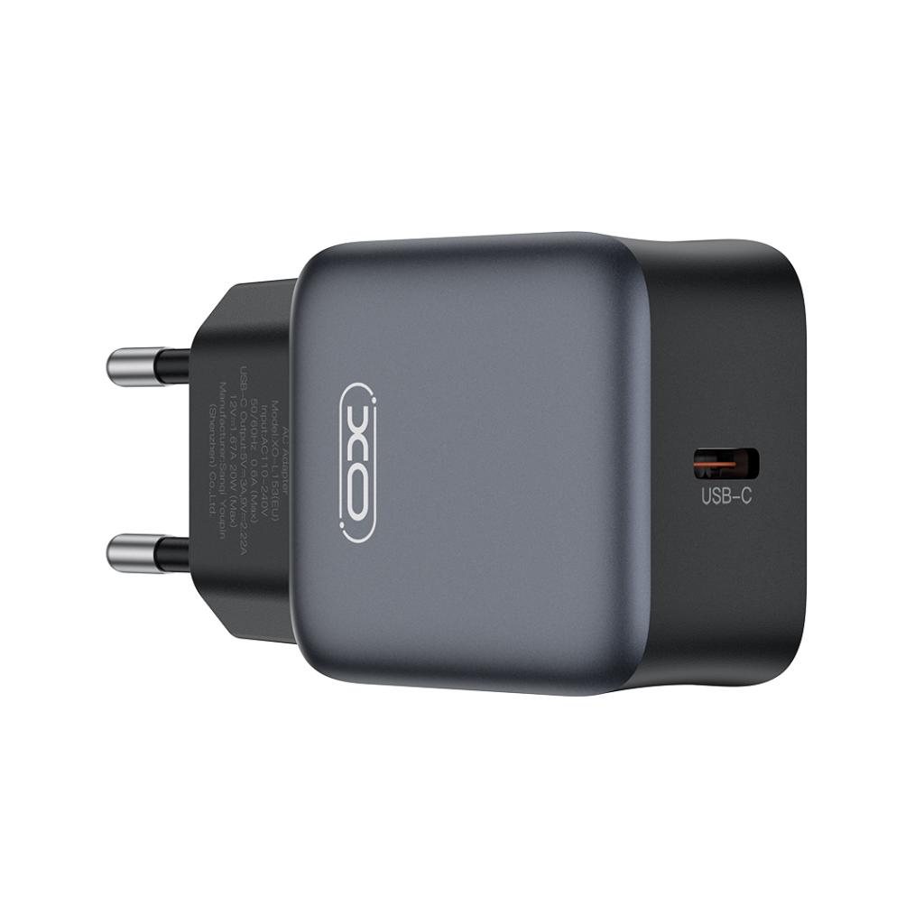 Netværksoplader med Lightning-kabel XO Design L155, 30W, 3A, 1 x USB-C, Sort