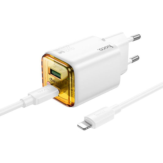 Netværksoplader med USB-C kabel HOCO N52, 20W, 3A, 1 x USB-A - 1 x USB-C, Hvid