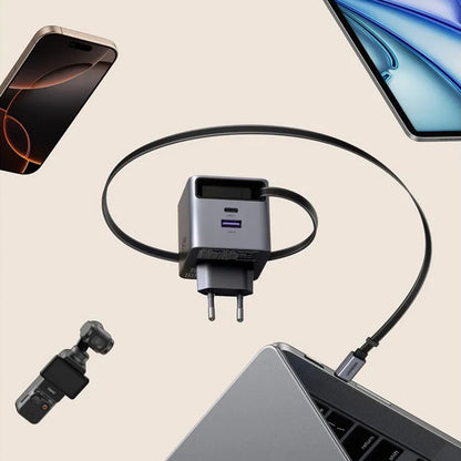Netværksoplader med USB-C kabel UGREEN X615, 65W, 3A, 1 x USB-A - 1 x USB-C, Grå
