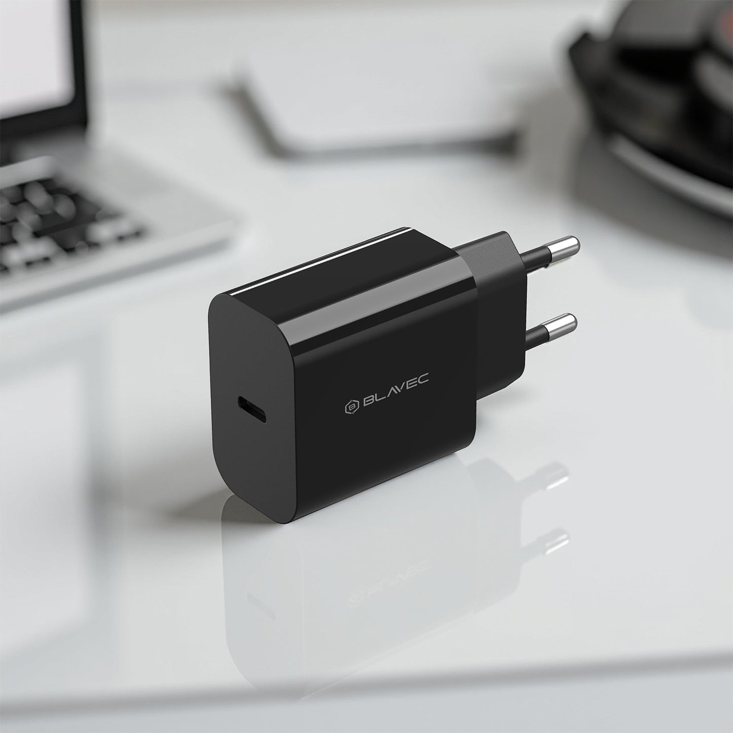 Netværksoplader med USB-C Kabel Blavec BC-7, 45W, 3A, 1 x USB-C, Sort