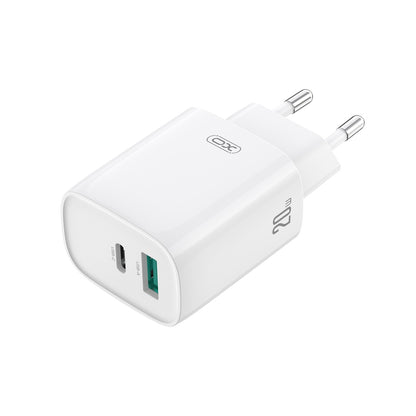 Netværksoplader med USB-C kabel XO Design CE29, 20W, 3A, 1 x USB-A - 1 x USB-C, Hvid