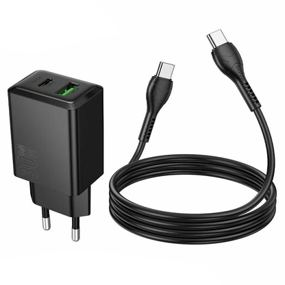 Netværksoplader med USB-C kabel HOCO N71, 30W, 3A, 1 x USB-A - 1 x USB-C, Sort