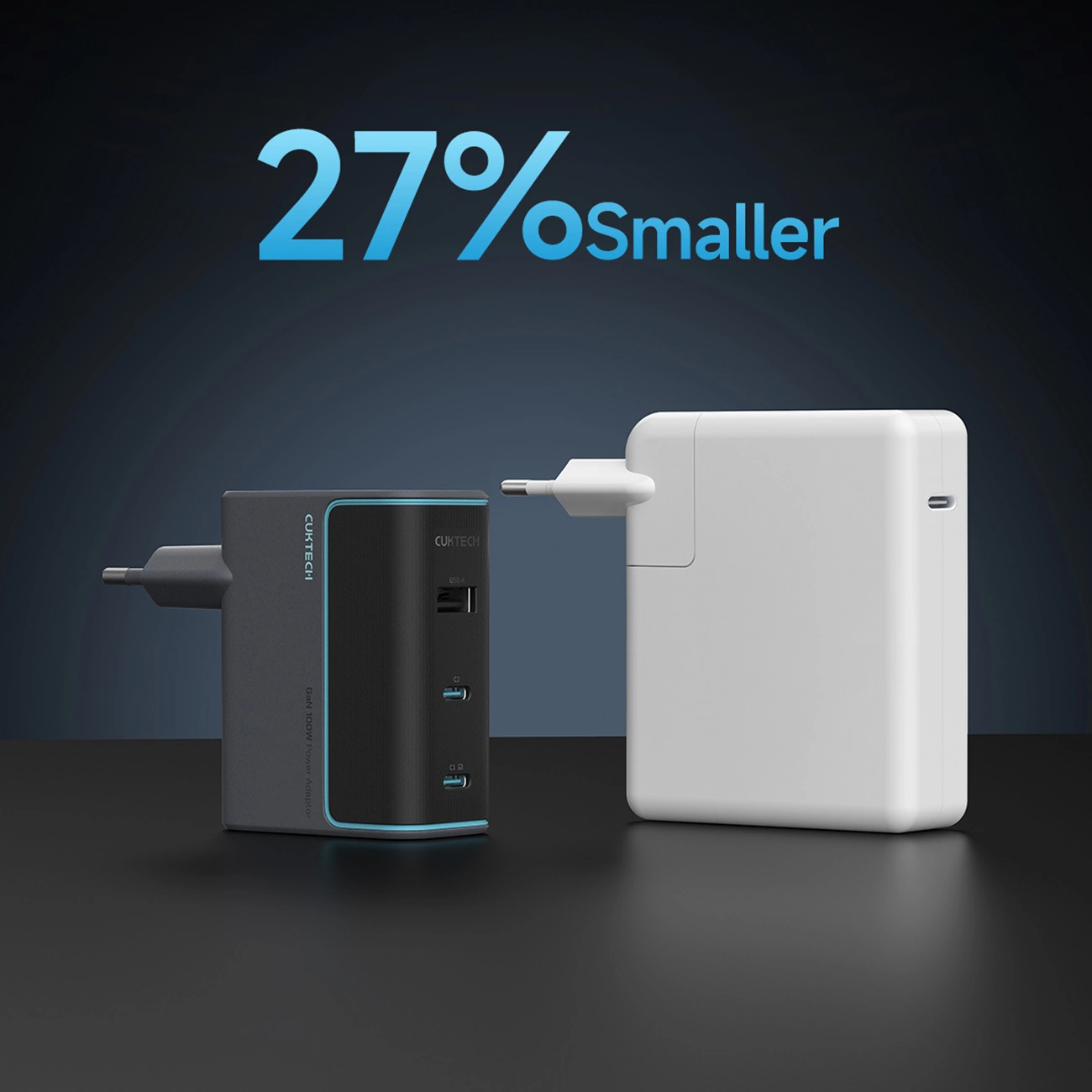 Netværksoplader med USB-C-kabel Cuktech, 100W, 5A, 1 x USB-A - 2 x USB-C, Grå CUKAD1003EUG