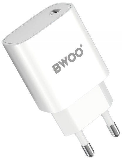 Netværksoplader med USB-C Kabel BWOO CDA159, 20W, 3A, 1 x USB-C, Hvid