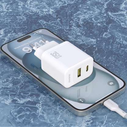 Netværksoplader med USB-C kabel Dudao A27Max, 35W, 1 x USB-A - 1 x USB-C, Hvid