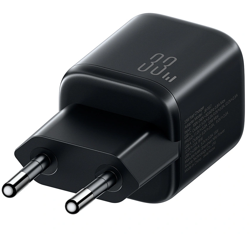Netoplader med USB-C-kabel Joyroom JR-TG7, 33W, 3A, 1 x USB-A - 1 x USB-C, Sort