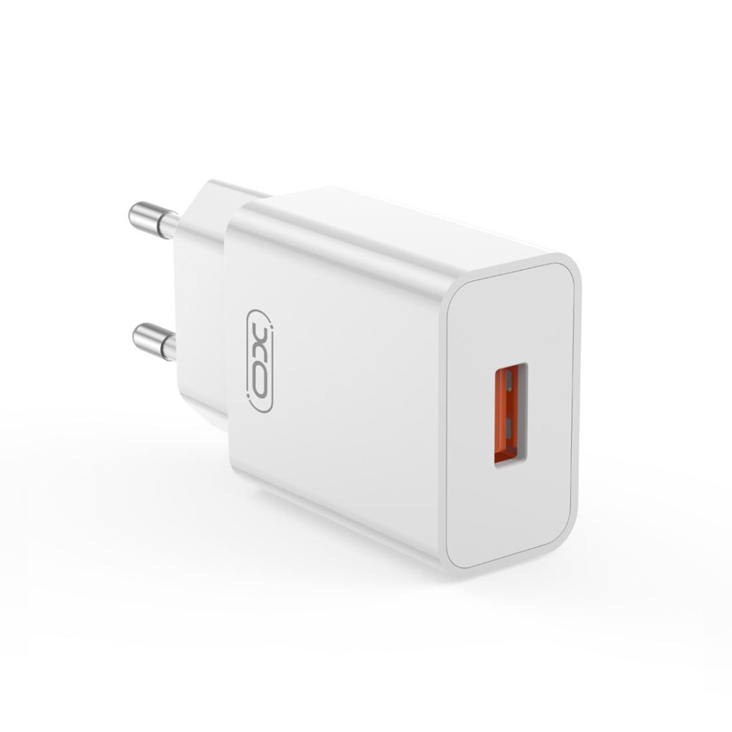Netoplader med USB-C-kabel XO Design L127, 18W, 3A, 1 x USB-A, Hvid